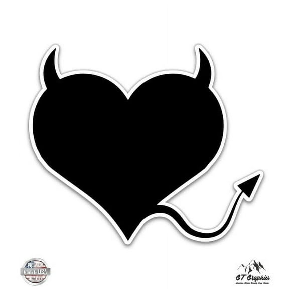 Black Devil Heart - 5" Vinyl Sticker - For Car Laptop I-Pad - Waterproof Decal