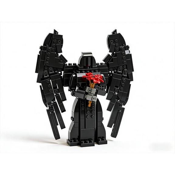 Black Devil Holding Flowers Building Blocks Trendy Toy Decoration
