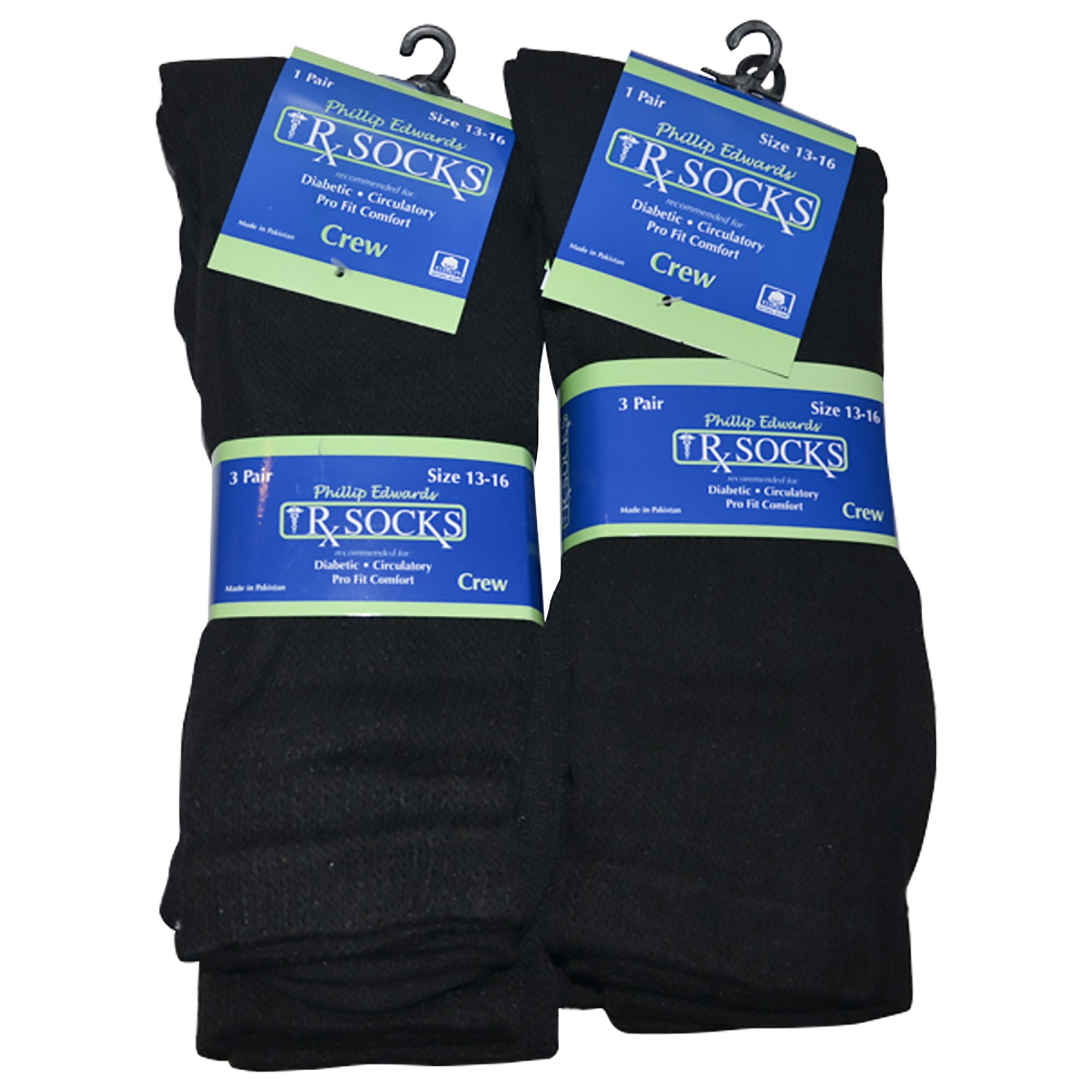 Black Diabetic Socks for Men XL Socks Mens 1316 Non Binding Crew Socks