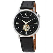 Black Dial Leather Strap Mens Watch 96A201