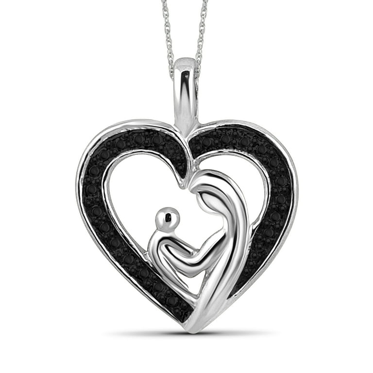 Genuine Diamond Accented Mother's Heart Family Birthstone Necklace Genuine Diamond Accented Mother's Heart Family Birthstone Necklace