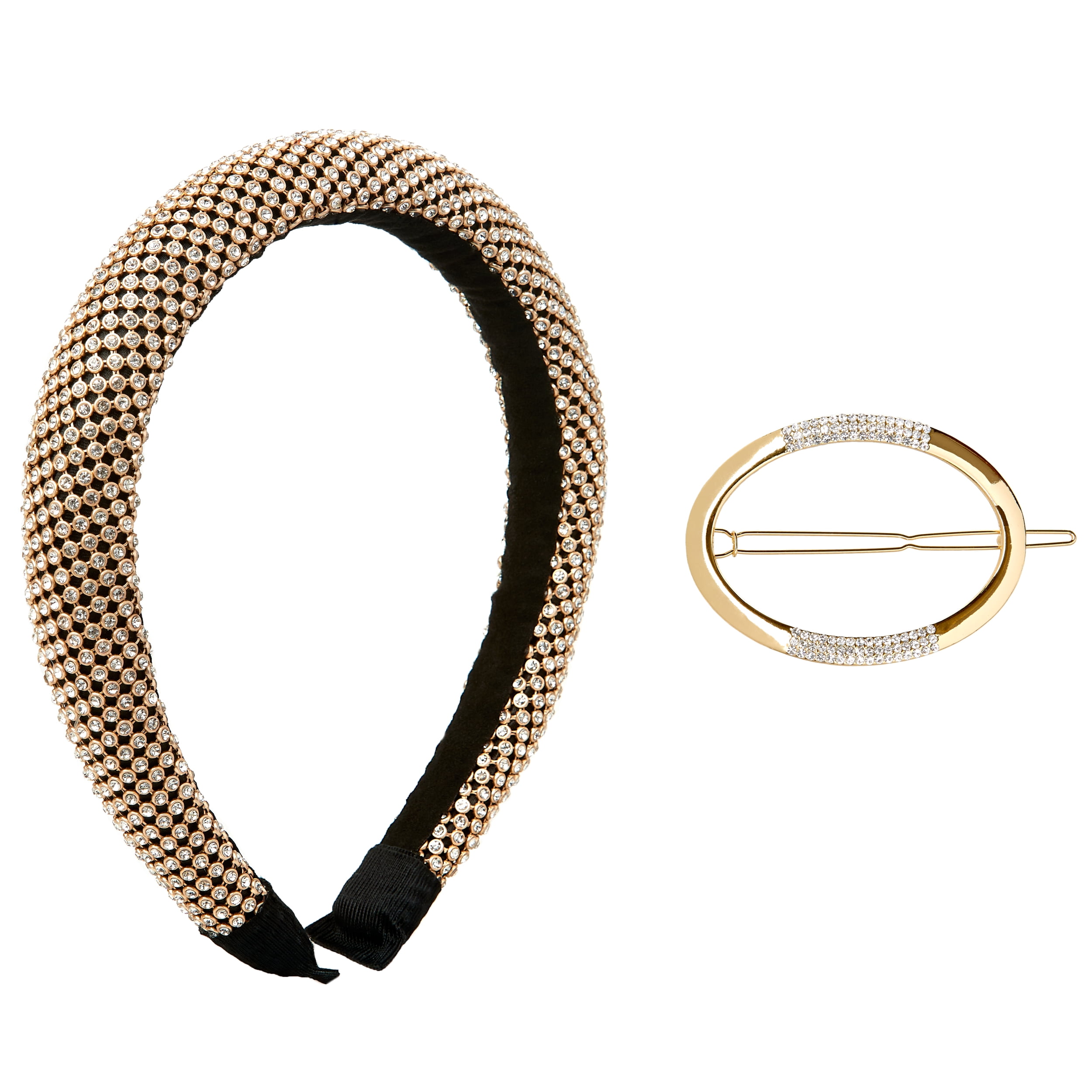 Black Diamond Accessories Gold Crystal Stone Headband and Hairclip Set, 2-Piece