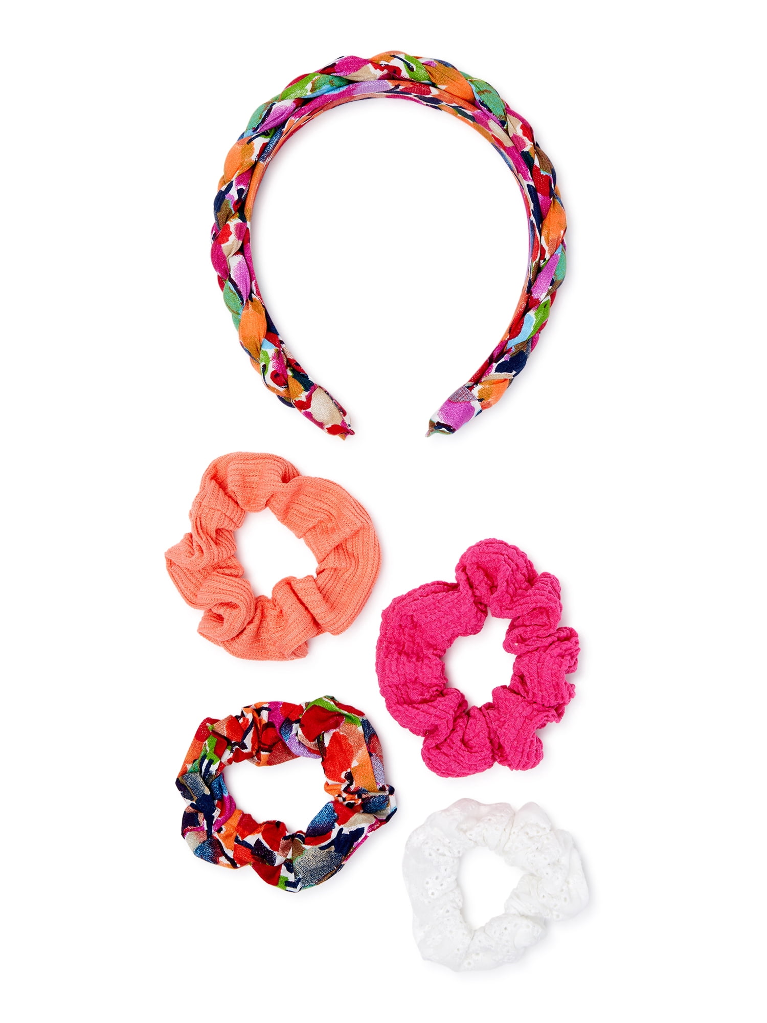 Black Diamond Accessories Multicolor Braided Headband and Scrunchie Set, 5-Piece