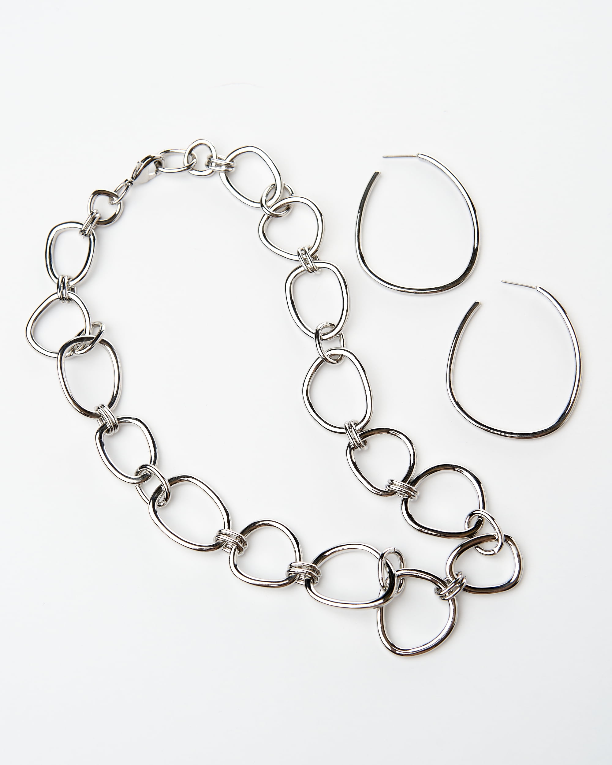 Black Diamond Accessories Rhodium Metal Hoop Earrings with Black Diamond Accessories Rhodium Metal Hoop Earrings with