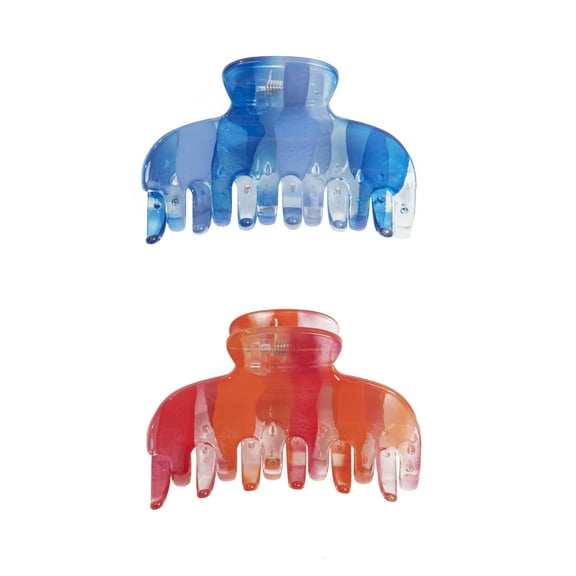 Black Diamond Accessories Teen Abstract Blue and Pink Acetate Painted Claw Hair Clip, 2-Pack