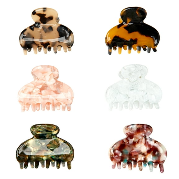 Black Diamond Accessories Teen Multicolor Acetate Small Claw Hairclip Set, 6-Piece