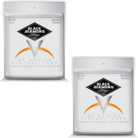 Black Diamond Banjo Strings 2-Pack 5-String Medium Loop End Nickel Wound
