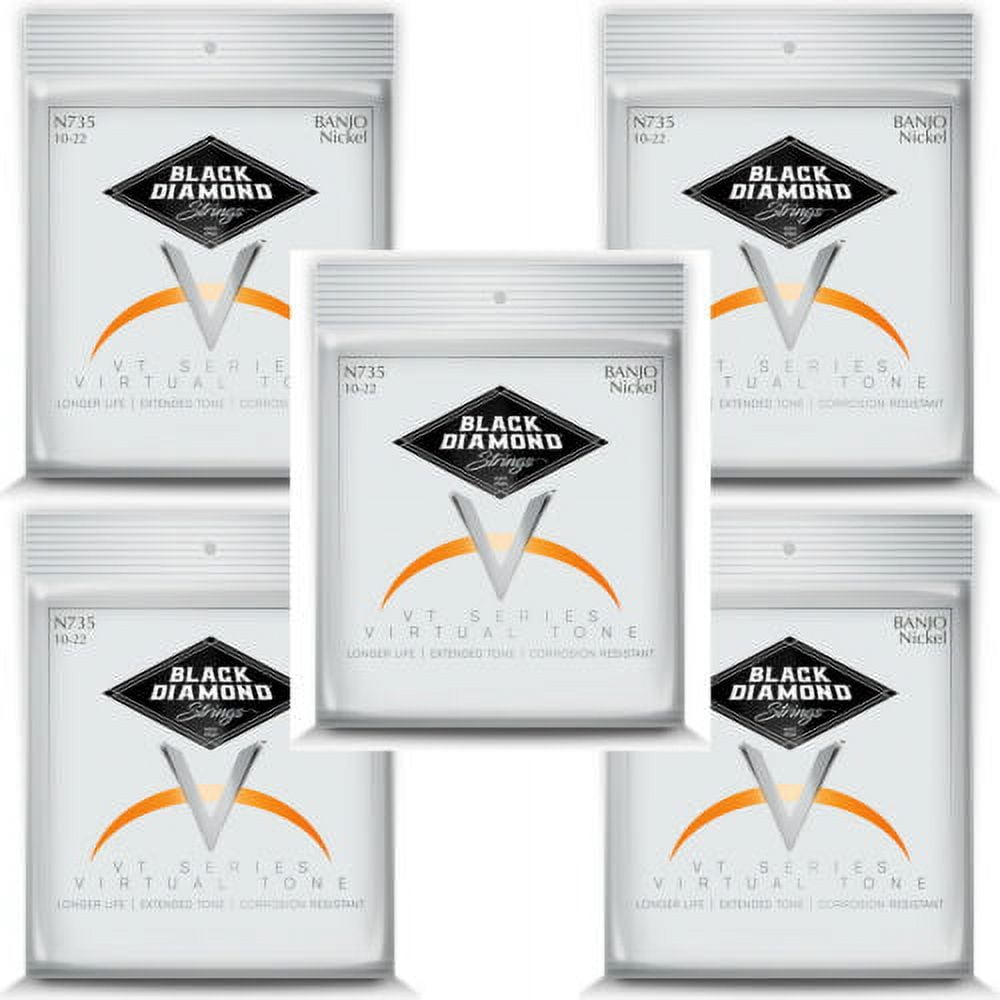Black Diamond Banjo Strings 5-Pack 5-String Medium Loop End Nickel Wound