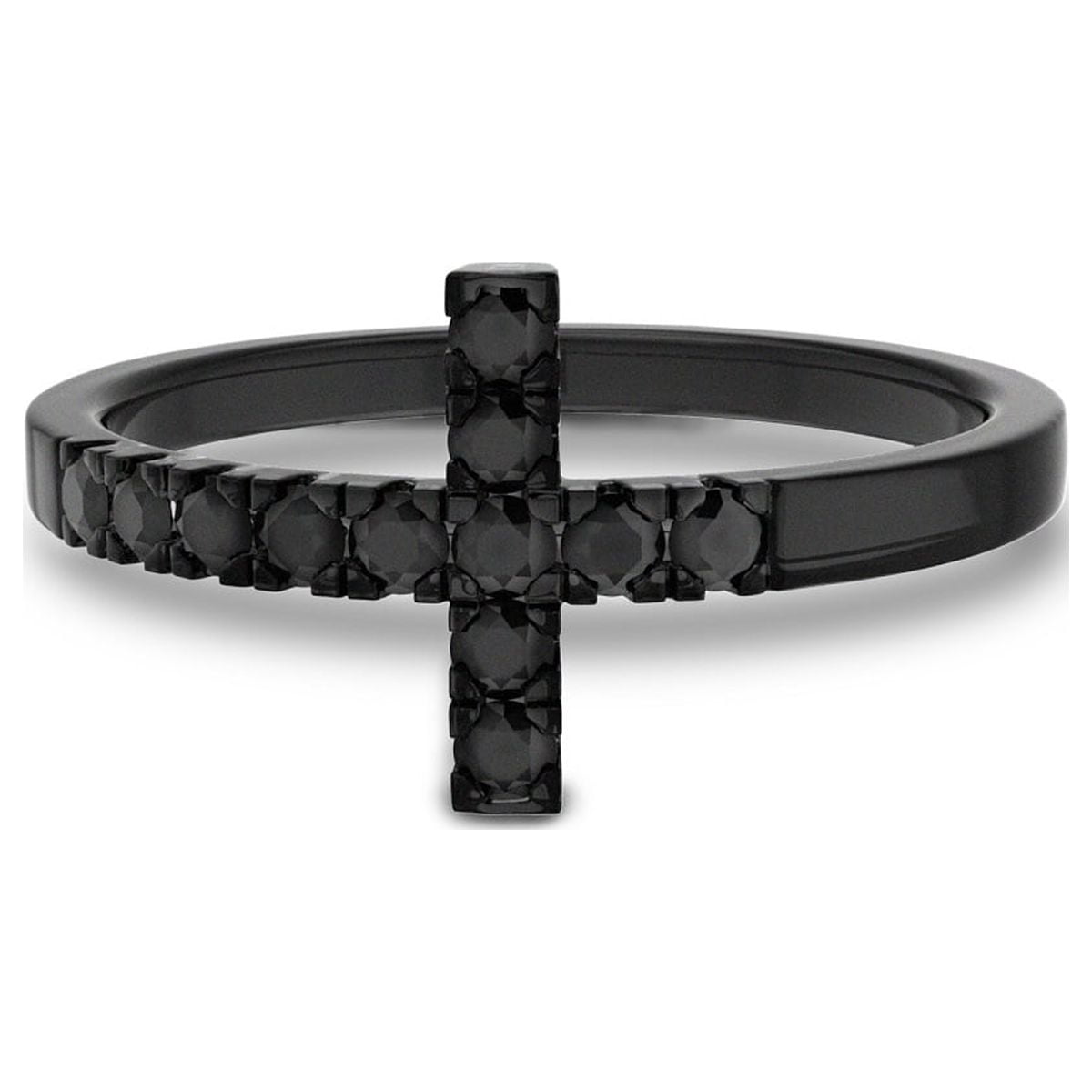 Black Diamond Cross Ring Sideways 14K Black Gold Finish - Walmart.com