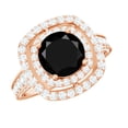 thumbnail image 1 of Rosec Jewels Certified Lab Grown Black Diamond Engagement Ring with Double Halo - Black and White Ring for Women - AAAA Quality, 10K Rose Gold, US 6.00, 1 of 9
