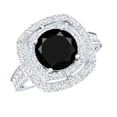 thumbnail image 1 of Rosec Jewels Certified Lab Grown Black Diamond Engagement Ring with Double Halo - Black and White Ring for Women - AAAA Quality, 18K White Gold, US 7.50, 1 of 9