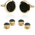 thumbnail image 1 of Black Diamond Dust Gold Cufflinks and Studs Cuff Links, 1 of 7