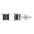 thumbnail image 1 of Black Diamond Earrings Princess Cut 14K White Gold 0.50 ct Glitz Design, 1 of 2