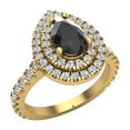 thumbnail image 1 of Black Diamond Engagement Ring Pear Double Halo Proposal 1.75 carat 14K Gold (G,SI), 1 of 5