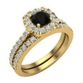 thumbnail image 1 of Black Diamond Engagement Ring Round Cut Black Diamond Cushion Halo Rings 14K Gold 1.00 Carat (H,SI), 1 of 5