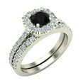 thumbnail image 1 of Black Diamond Engagement Ring Round Cut Black Diamond Cushion Halo Rings 14K White Gold 1.00 Carat (H,SI), 1 of 5