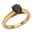 thumbnail image 1 of Black Diamond Engagement Ring for Women Solitaire Oval 14K Gold 3/4 carat (Black, AAA), 1 of 5