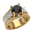 thumbnail image 1 of Black Diamond Engagement Rings for Women 7.30 mm 4.85 carat Past Present Future Style 14K Gold (G,SI), 1 of 5