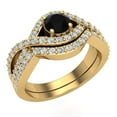 thumbnail image 1 of Black Diamond Engagement Rings for Women Round Cut Diamond Rings Criss Cross Intertwined 14K Gold 1.10 Carat (F,VS1), 1 of 5