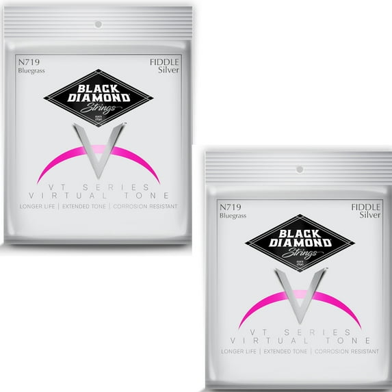 Black Diamond Fiddle Violin Strings 2 Pack N719 Silver Plated Wound