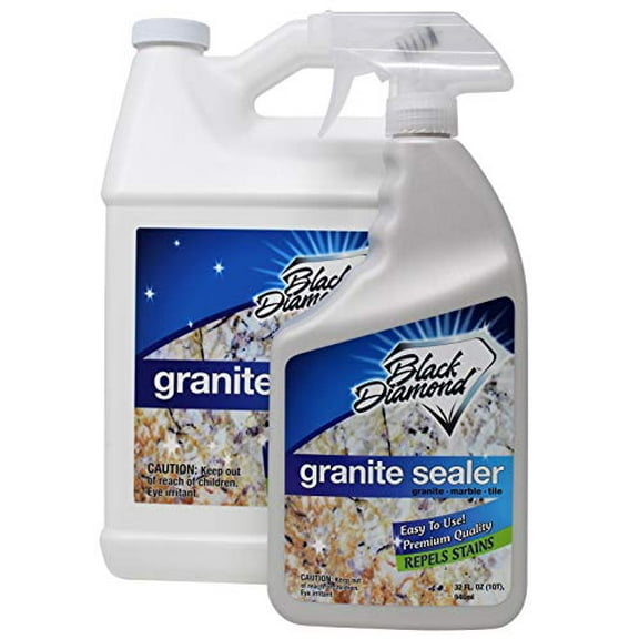 Black Diamond Granite Sealer – Seals and Protects Stone Countertops Without Changing Appearance – Guards Against Food, Oil & Water Stains – for Granite, Marble, Travertine & More