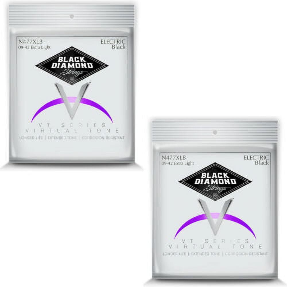 Black Diamond Guitar Strings 2-Pack Electric Extra Light 009-042 Black Steel