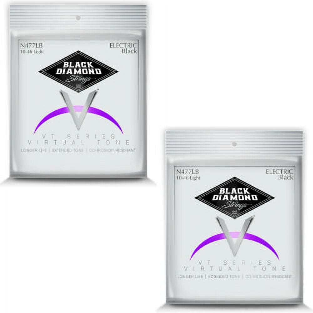 Black Diamond Guitar Strings 2-Pack Electric Extra Light 010-046 Black Steel