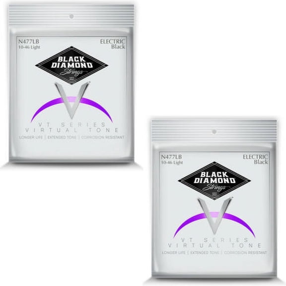 Black Diamond Guitar Strings 2-Pack Electric Extra Light 010-046 Black Steel