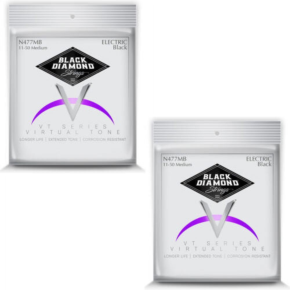 Black Diamond Guitar Strings 2-Pack Electric Medium .011-.050 Black Steel