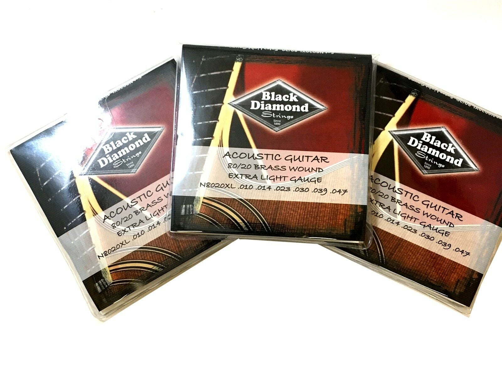 Black Diamond Guitar Strings 3-Pack Acoustic Extra Light Brass Wound 10-47