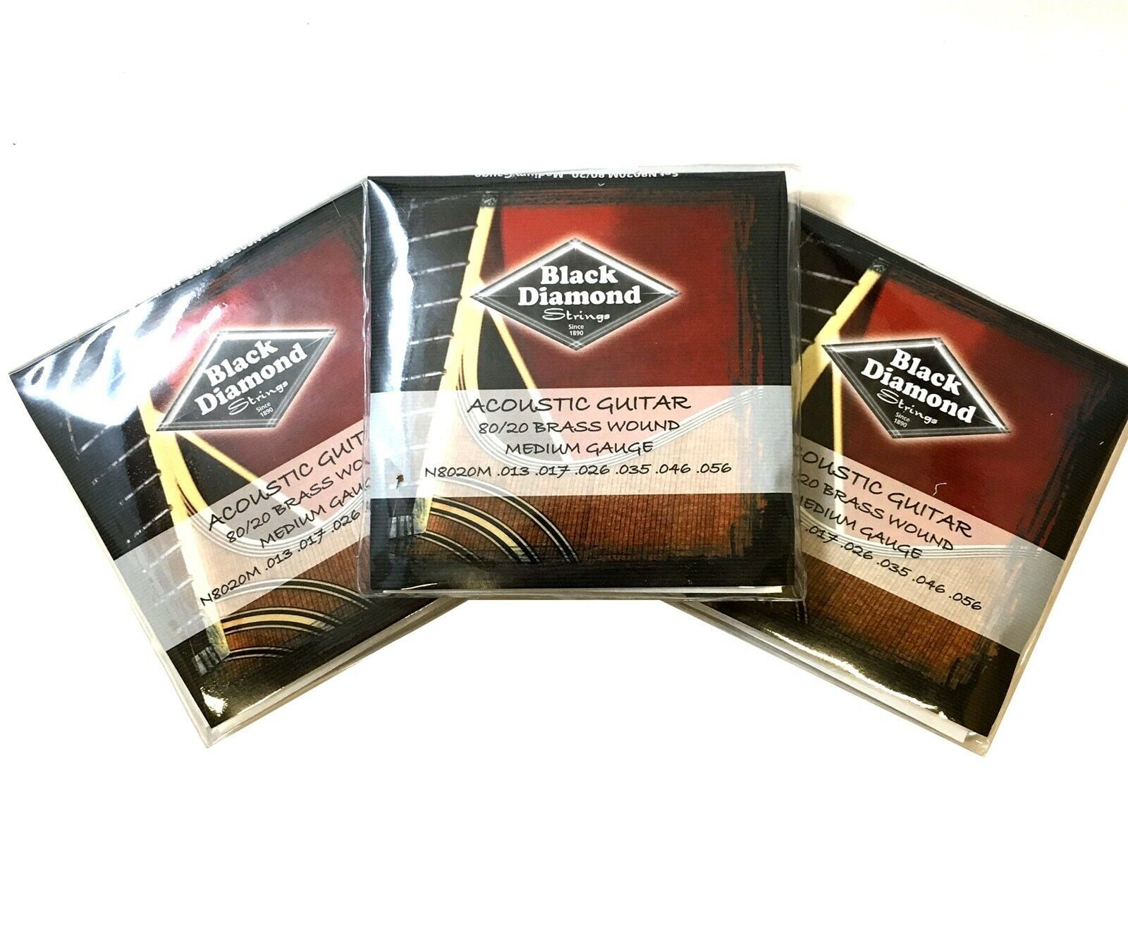 Black Diamond Guitar Strings 3-Pack Acoustic Medium Brass Wound 13-56