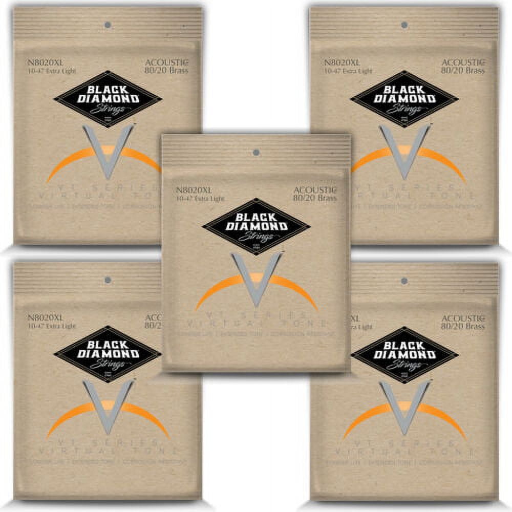 Black Diamond Guitar Strings 5-Pack Acoustic Extra Light Brass Wound 10-47