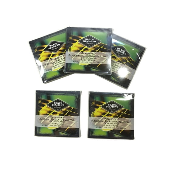 Black Diamond Guitar Strings 5-Pack Acoustic Light Silver Plated N754L 11-51