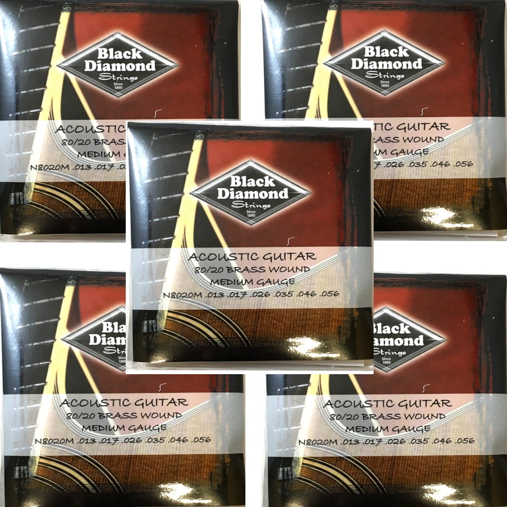 Black Diamond Guitar Strings 5-Pack Acoustic Medium Brass Wound 13-56