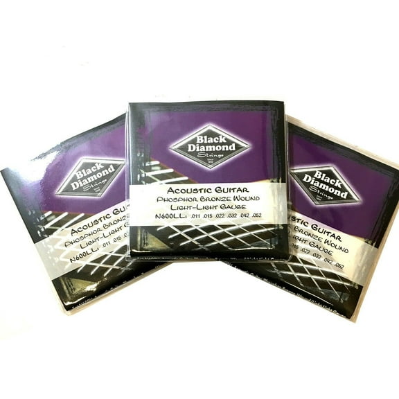 Black Diamond Guitar Strings Acoustic 3-Pack Light - Light Phosphor Bronze N600