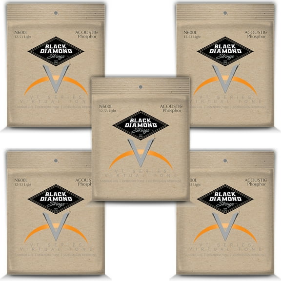 Black Diamond Guitar Strings Acoustic 5-pack Extra Light Phosphor Bronze N600 10-46