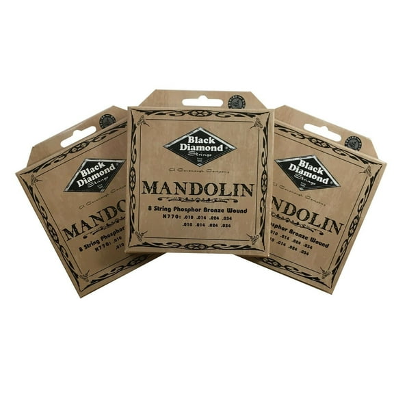 Black Diamond Mandolin Strings 3-Packs Phosphor Bronze Loop End .010-.034