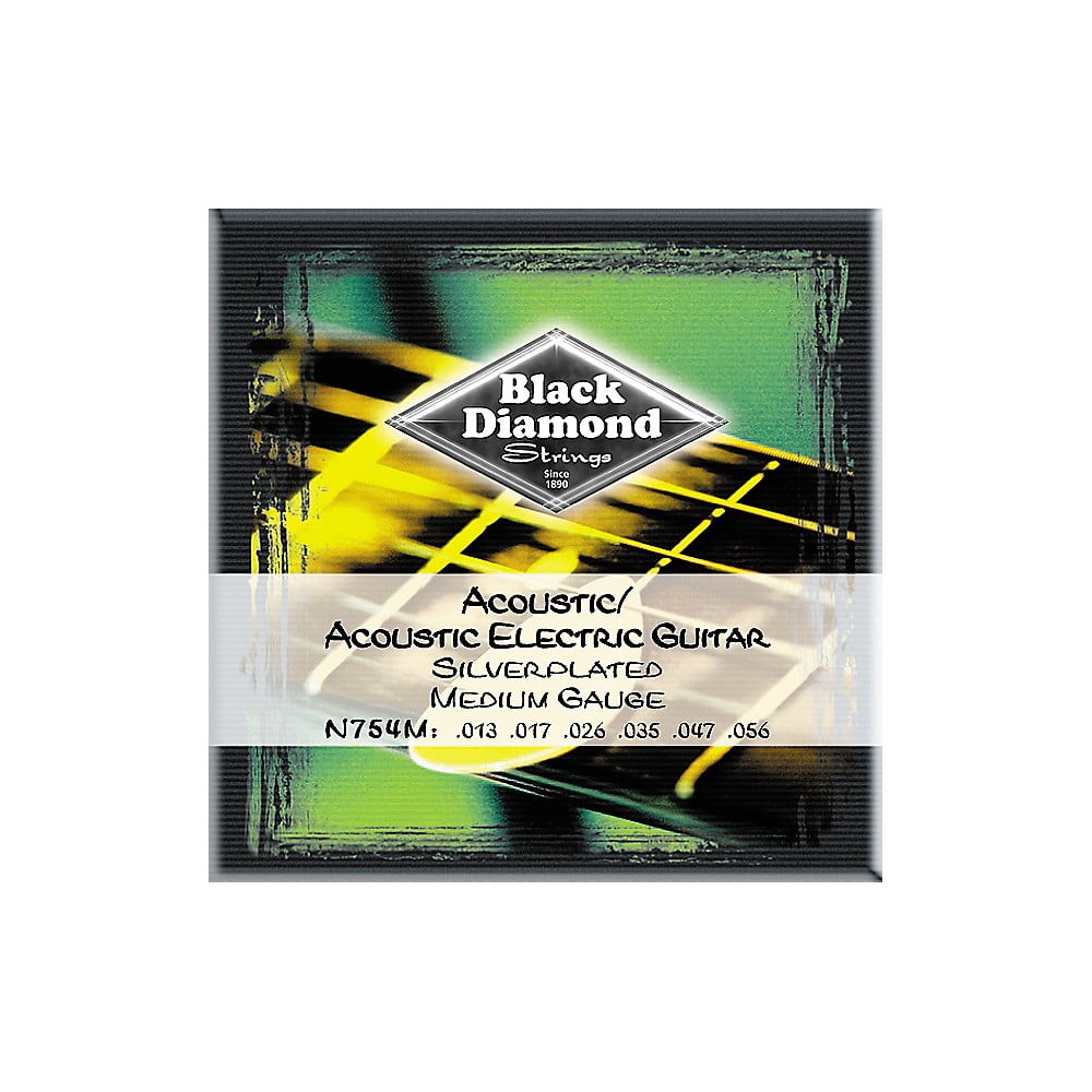 Black Diamond Medium Gauge SilverPlated AcousticElectric Guitar