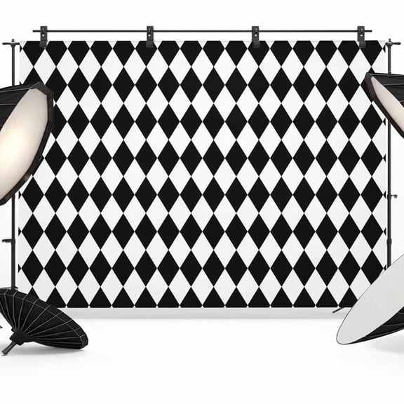 Black Diamond Plaid Photography Backdrop 7x5FT, White Geometric Check Abstract Modern Photo Backdrops, Background for Photography Studio Photo Studio Background, Back Drop for Photoshoot