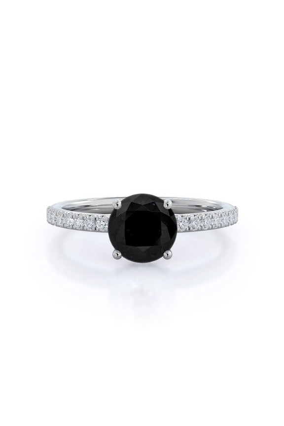 Black Diamond Solitaire Engagement Ring/ Handmade Wedding Ring/ 925 Silver Promise Ring/ Statement Diamond Ring/ Anniversary gift For Her