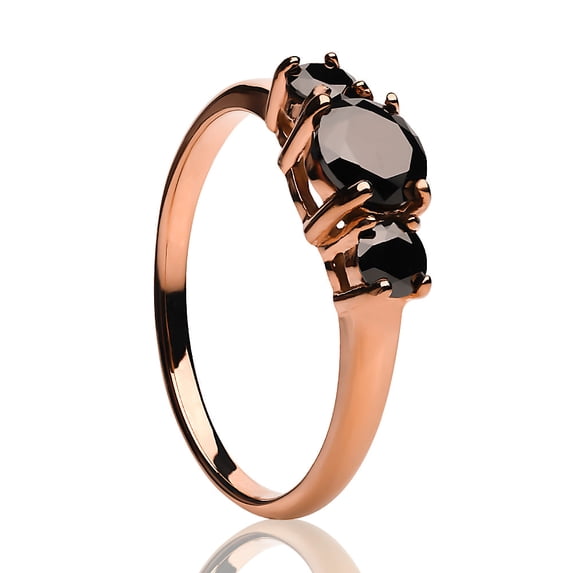 Black Diamond Solitaire Ring - Rose Gold Wedding Ring - Engagement Ring - Anniversary Ring, 7.75