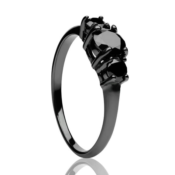 Black Diamond Solitaire Ring - Titanium Wedding Ring - Gunmetal Ring - Solitaire Ring, 6.75