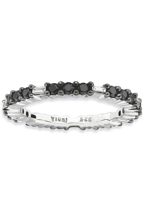 Black Diamond Sterling Silver Polished Ring