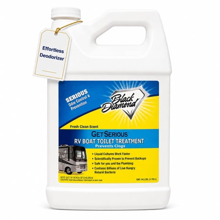 Get Serious RV, Boat & Camper Holding Tank Treatment & Deodorizer – Concentrated Liquid Formula for Black & Grey Water Tanks, Odor Control & Waste Breakdown (1 Gallon)