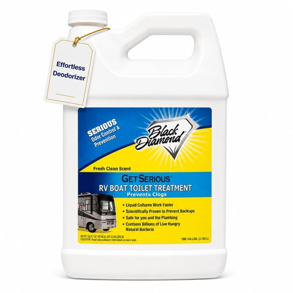 Get Serious RV, Boat & Camper Holding Tank Treatment & Deodorizer Concentrated Liquid Formula for Black & Grey Water Tanks, Odor Control & Waste Breakdown (1 Gallon)