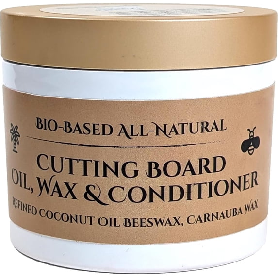 Cutting Board Oil, Wax, Conditioner, Food-Grade Mineral Oil Alternative, Refined Coconut Oil (MCT), Beeswax, Carnauba Wax, Butcher Blocks, Charcuterie Boards, Bamboo, Teak, Walnut, Utensils 5oz
