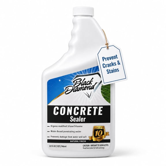 Black Diamond Stoneworks Concrete Sealer Penetrating Water Repellent Sealer for Driveways, Patios, Pavers, Brick, Grout & Masonry Indoor & Outdoor Protection (32oz)