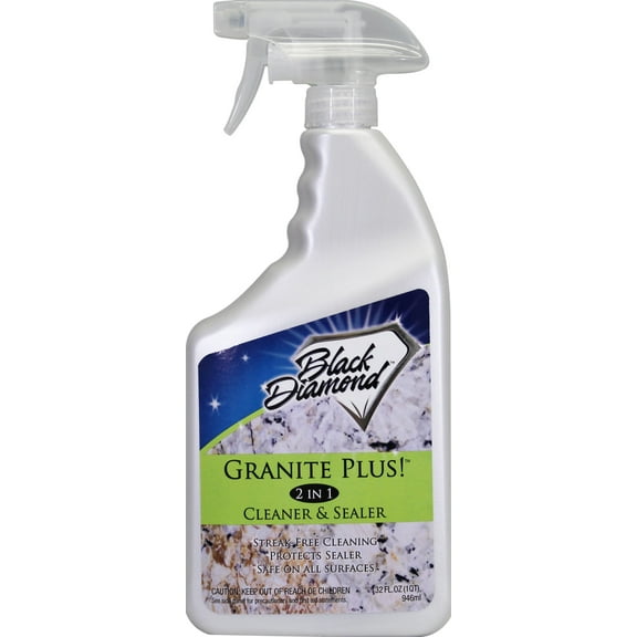 Black Diamond Stoneworks GRANITE PLUS! 2 in 1 Cleaner & Sealer for Granite, Marble, Travertine, Limestone, Ready to Use! (1-Quart), 32 Fluid Ounce