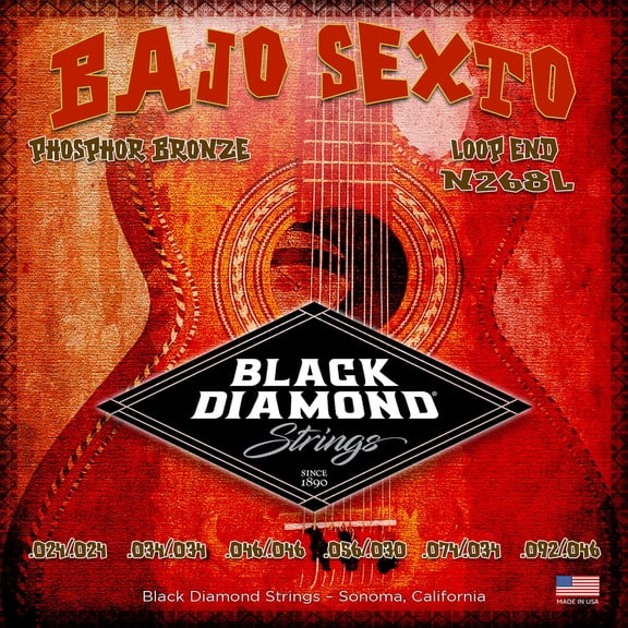 Black Diamond Strings N268L Bajo Sexto Phosphor (Loop) 024/.024 | .034/.034 | .046/.046 | .030/.056 | .074/.034 | 092 .046