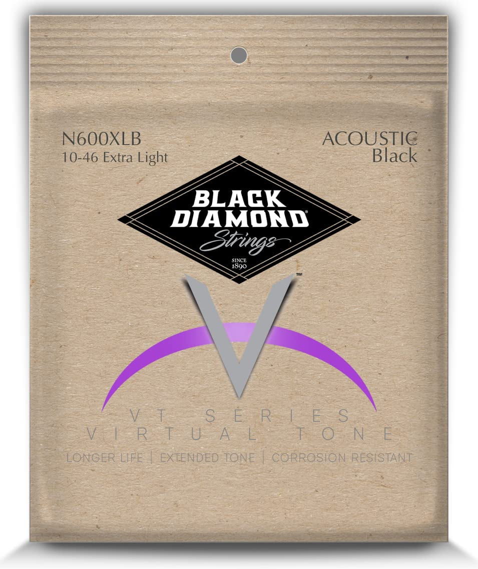 Black Diamond Strings® N600XLB Acoustic Black Coated Phos XL .010BP.014BP.022PBB.030PBB.038PBB.046PBB